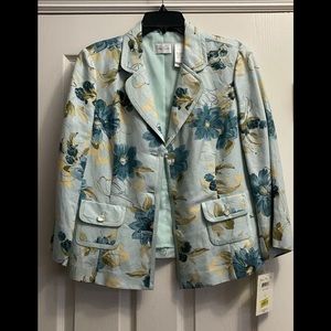 NWT EMMA JAMES Linen Blend Sheer Blooms Jacket Sz 12